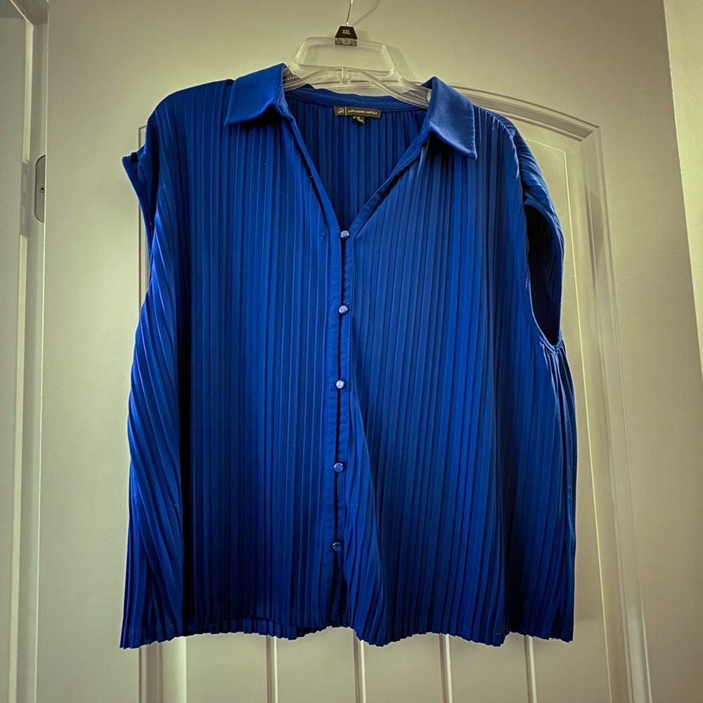 Adrianna Papell Pleated Button-Front Top in Royal Blue